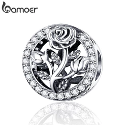 Bamoer Bead Rose Garden Pingente DIY Pulseira Colar Acessórios Para Presentes Femininos