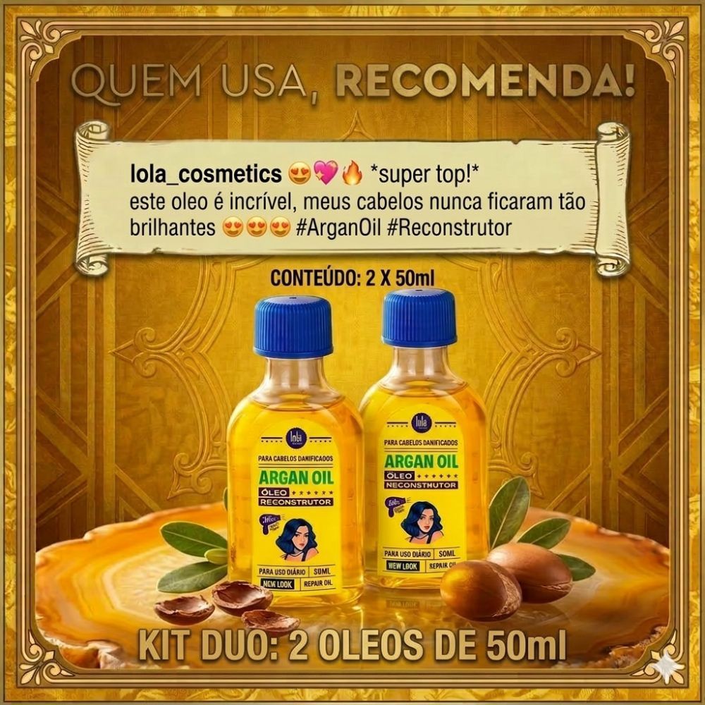 Kit 2 Óleos de Argan   Lola Cosmetics em Oferta na Shopee