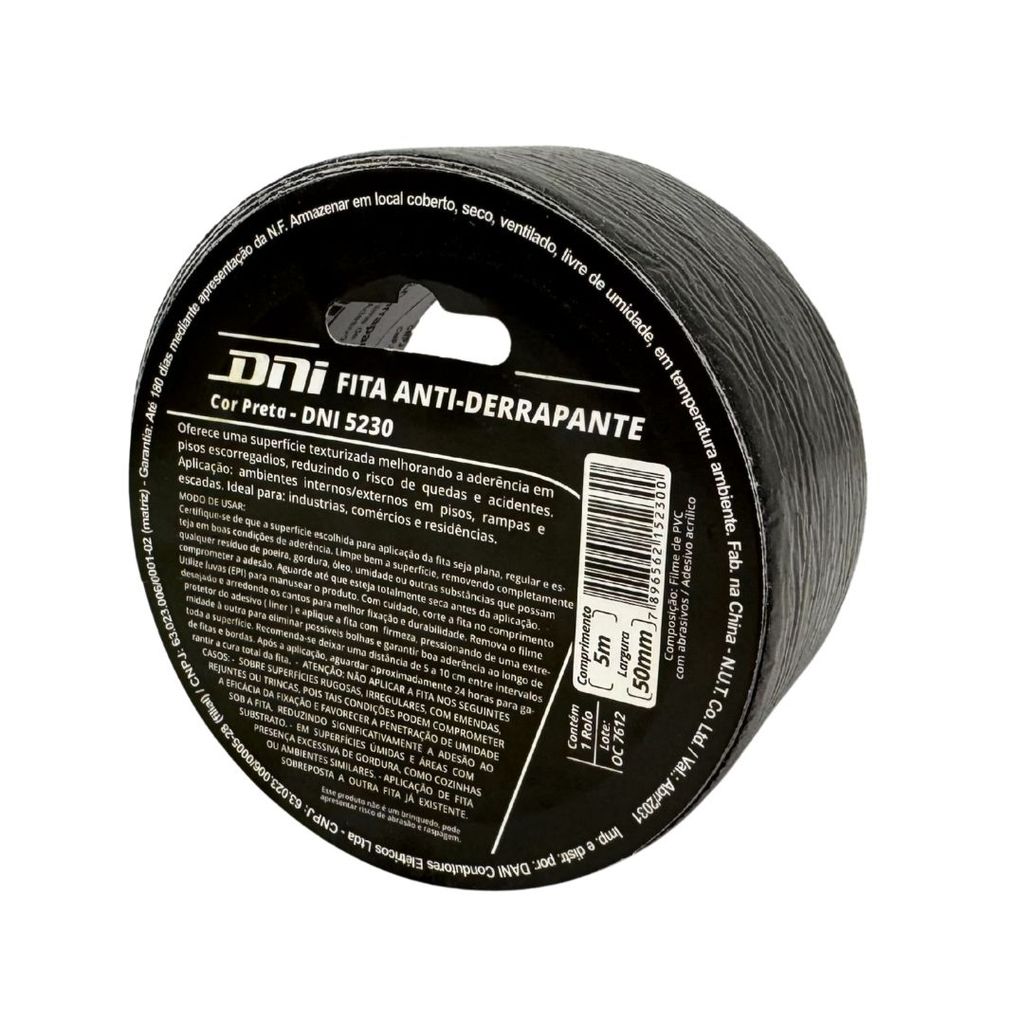 Fita Antiderrapante Preta 50mm x 5 Metros Escada Rampa Corredor Residência Piso DNI5230