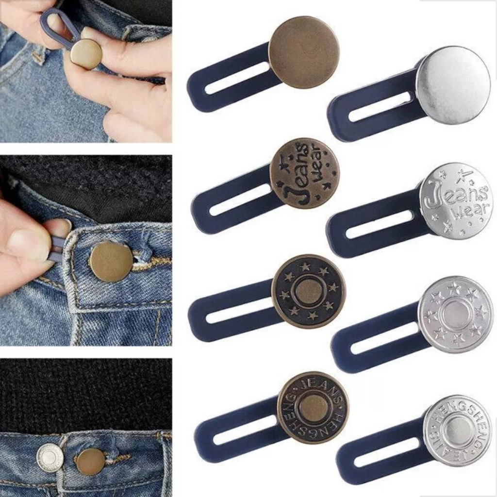 Botões Extensor de Calça Jeans Ajuste Duplo Unissex Confortável Silicone Aumenta Medidas