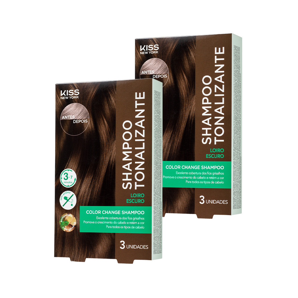 Kit com 2 Shampoos Tonalizantes Color Change Loiro Escuro - Kiss New York