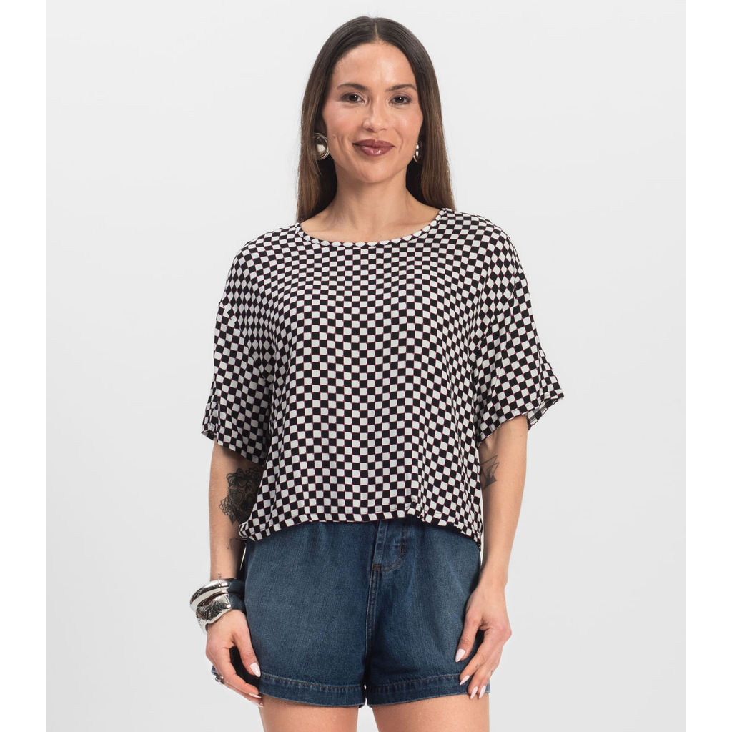Blusa Feminina Estampada Infinita Cor Preto