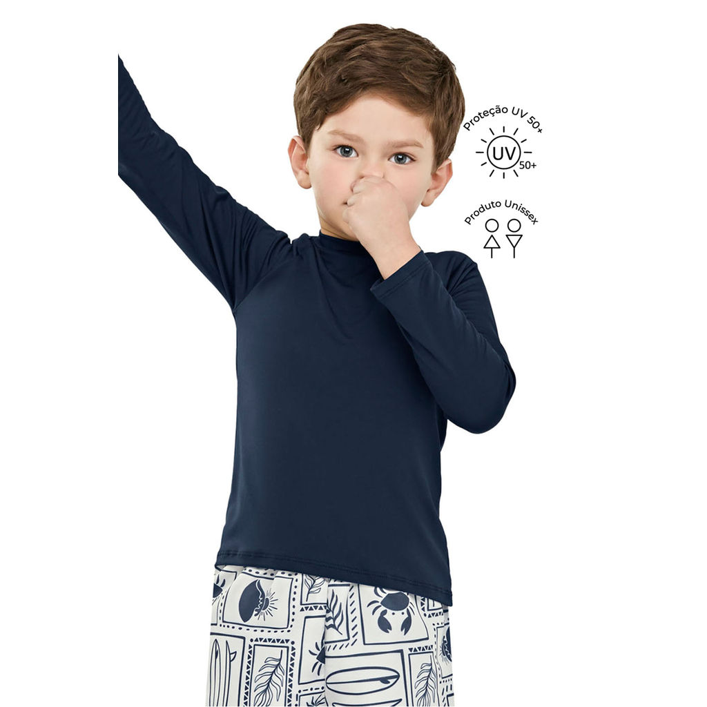 Blusa de Praia Infantil Unissex Proteção UV Elian Azul