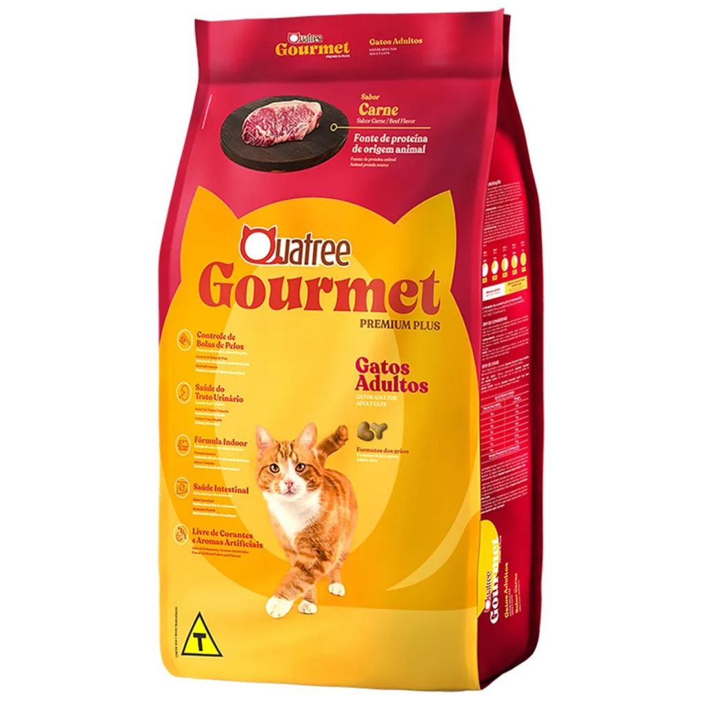 Ração Quatree Gourmet Gatos Adultos Sabor Carne 10kg