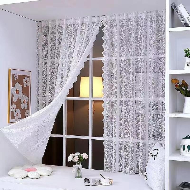 145x200cm Francês Retro Cortina De Renda Velcro Não Perfurado Bay Janela Tela Com Prego Grânulo Quarto Porta Decoração C