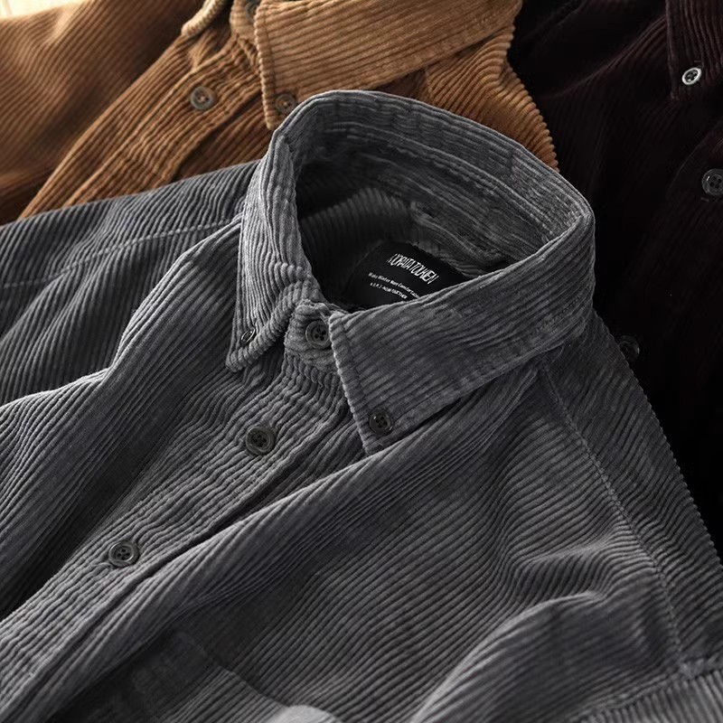 Liberação Vazamento Pick-up ~ japonês Retro veludo gola quadrada camisa masculina Casual engrossado quente Workwear jaqu