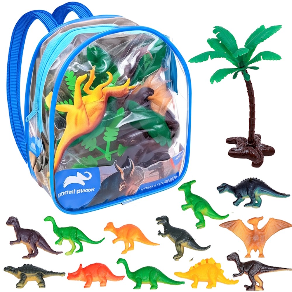 Mochila Animal Bolsa de Bichos com 12 Dinossauros 2 Arbustos em Oferta na Shopee