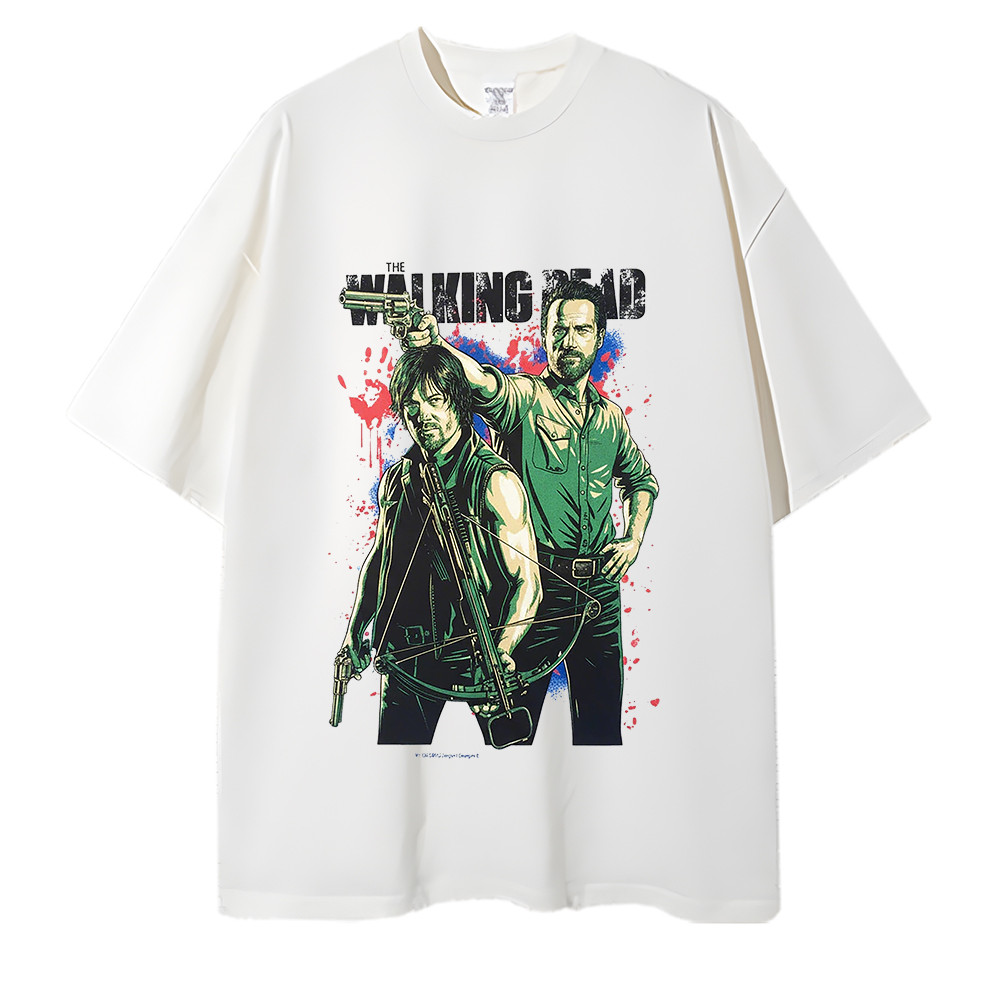 2026 Camiseta Masculino Unissex Oversized Streetwear The Walking Dead Daryl Dixon Rick Grimes Arma Pistola Arco Flecha