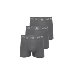 Kit 3 Cuecas Boxer Lisa Polo Wear Cinza Médio