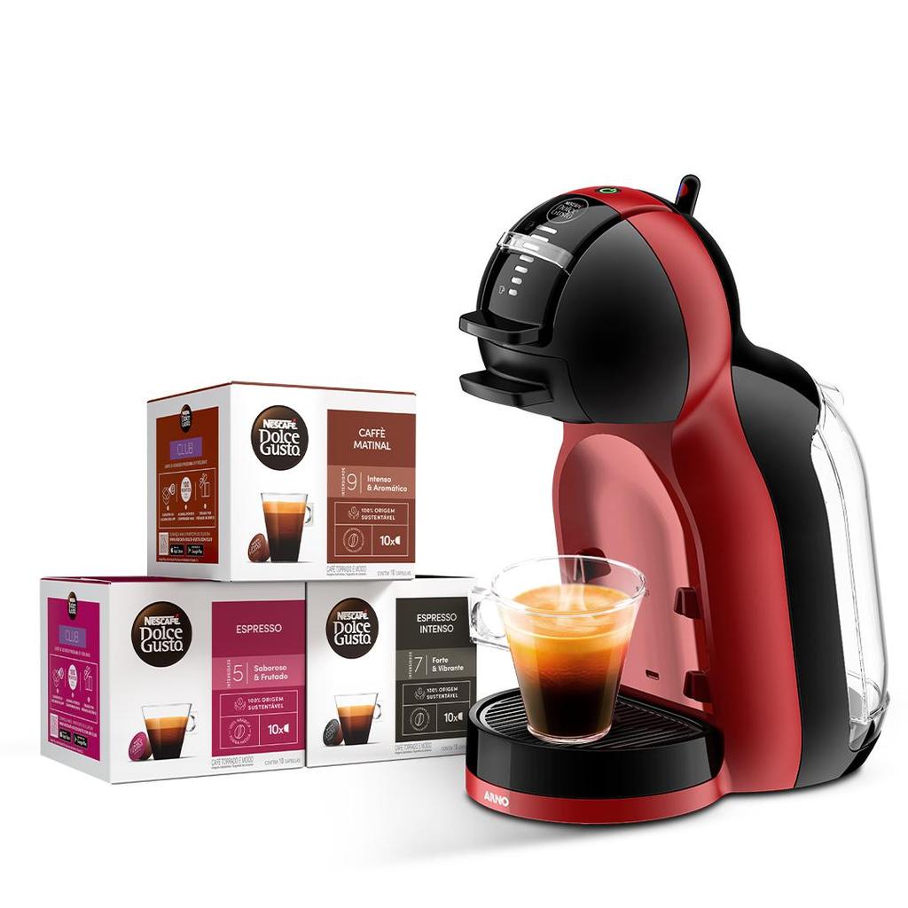 Kit Cafeteira Dolce Gusto Mini Me Vermelha e Preta + 30 cápsulas de café em Oferta na Shopee