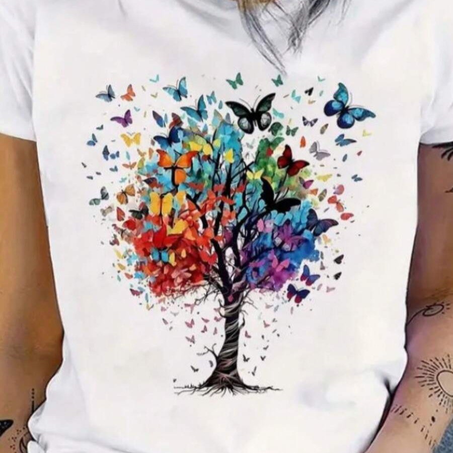 Camiseta feminina delica 100% algodão confortável tecido leve todas ocasiões estampa premium gola redonda