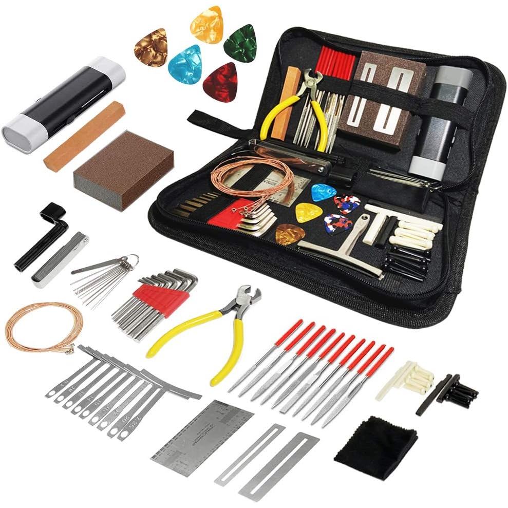 Kit Luthier Guitarra 26 em 1 Ferramentas de Manutenção Regulagem Setup Violão e Baixo