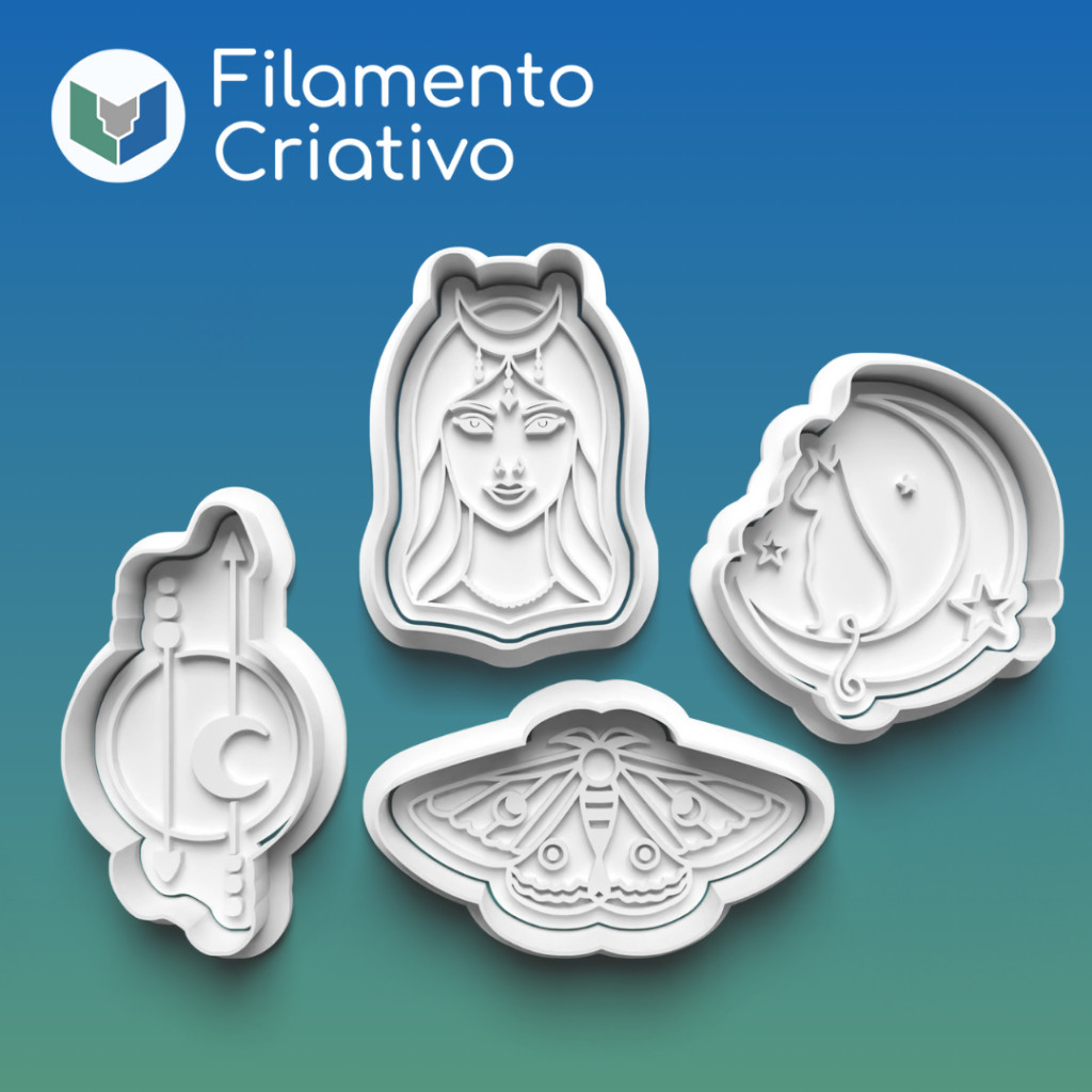 Cortadores de Biscoito Universo Místico Wicca Deusa Tríplice Mariposa Lua Esotérico