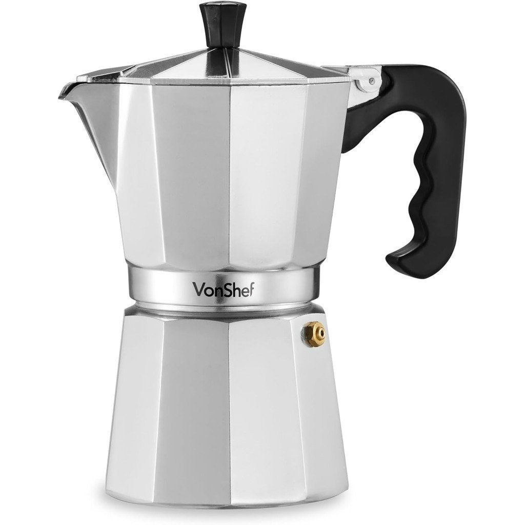 Cafeteira VonShef para Fogão, Cafeteira Italiana de Alumínio para 6 Xícaras, Moka Pot de 300ml para Fogão a Gás e Elétri