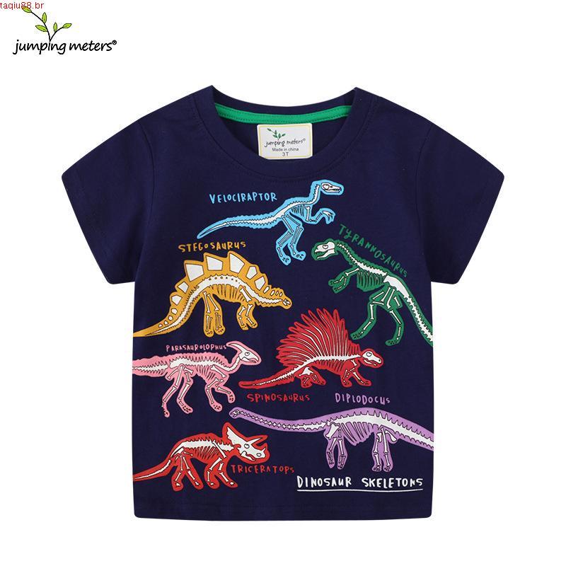 Roupas Infantis Cseta de Verão Novo Estilo Infantil Cseta Infantil Dinossauro Luminoso de Manga Curta Cseta Infantil @-