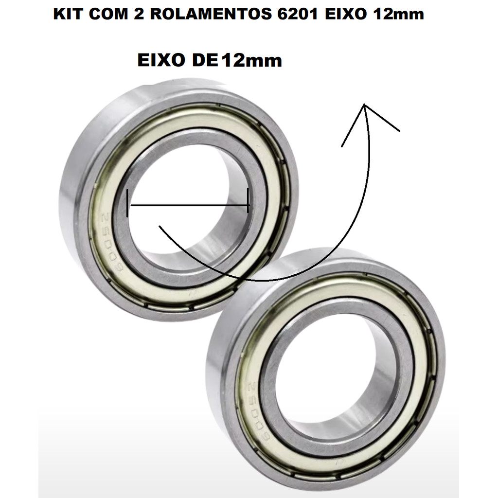 Par de Rolamentos 6201 ZZ C3 12x32x10mm Makita Motor Tanquinho Máquina de Lavar E Diversas Aplicações