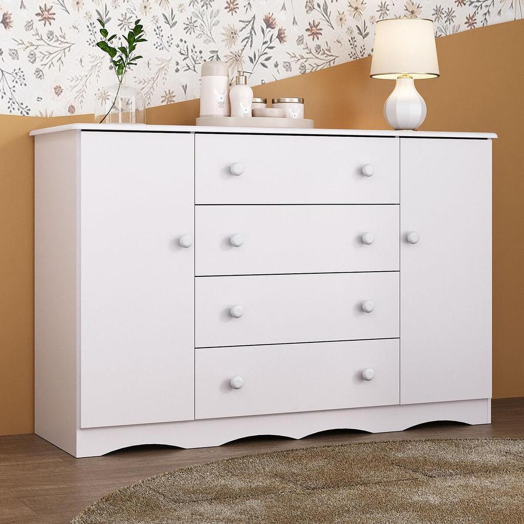 Cômoda Infantil 125cm 2 Portas e 4 Gavetas Realeza Multimóveis MP4455