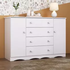 Cômoda Infantil para Bebê 125cm 2 Portas e 4 Gavetas Realeza Multimóveis MP4455