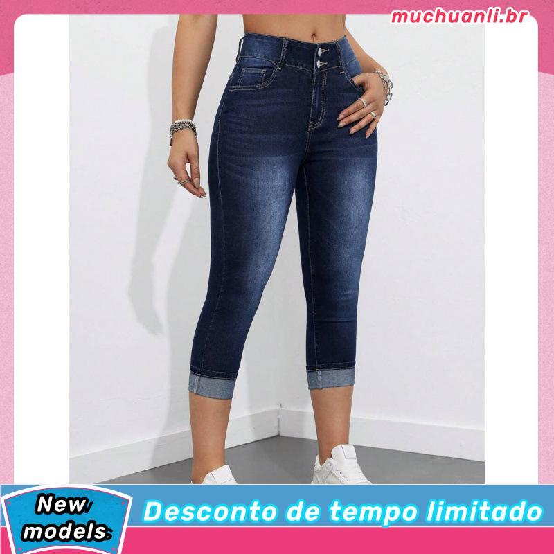 Kit 2 Capri Jeans Confortável Estilosa Com Elastano Empina Bumbum