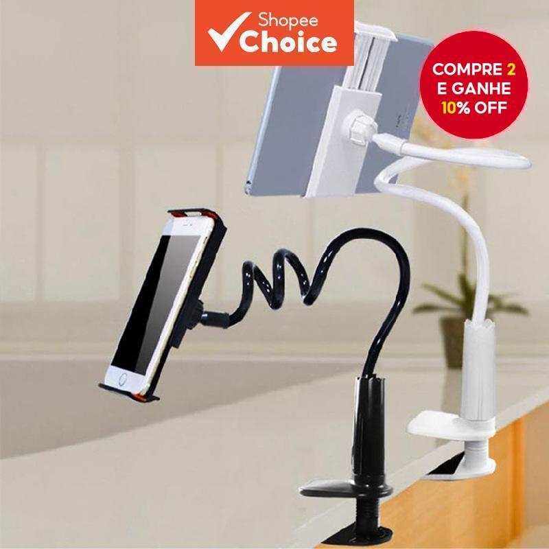 Um suporte de telefone preto e branco com clipes de alta qualidade e durável, adequado para suporte portátil multiuso