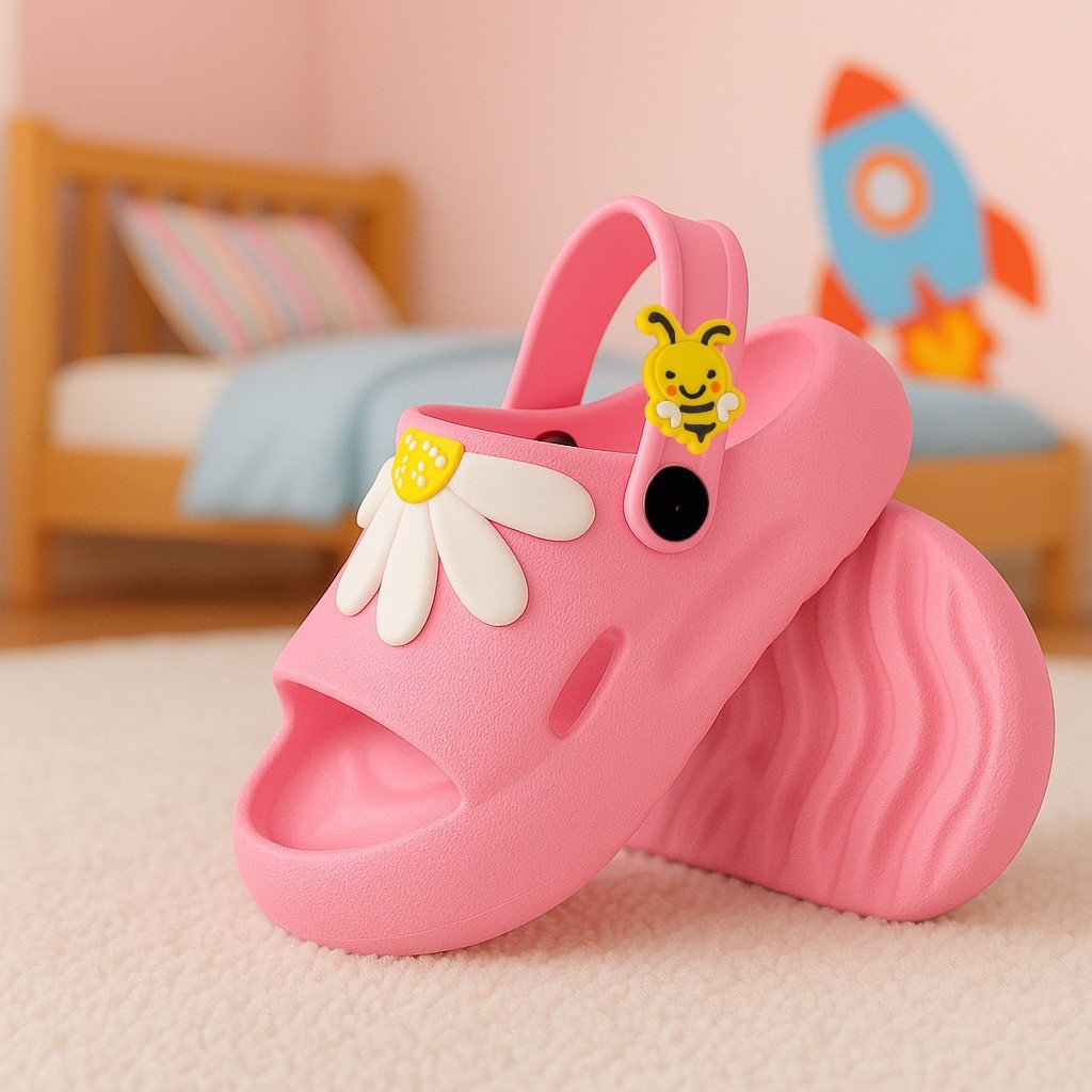 Chinelo Infantil Nuvem Flor Slide Menina Coração Abelha Margarida Borboletas Macio Confortável Leve