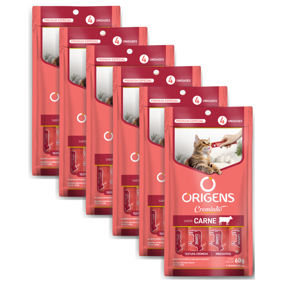 Origens Creminho Sabor Carne 4 Unidades Com 15g - Kit Com 6 em Oferta na Shopee