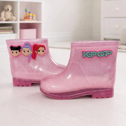 Galocha Infantil Meninas Bota Feminina Leve Confortável Impermeável Kpop Guerreiras