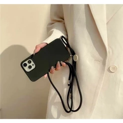 Capinha com Cordão de Veludo Luxo Protetora Aveludada para Capa iPhone 11 12 13 14 15 16