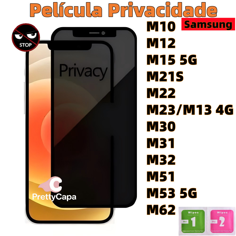 Película De Privacidade 3D Anti Spy Para Samsung Galaxy M53 M23 M31 M21S M15 M12