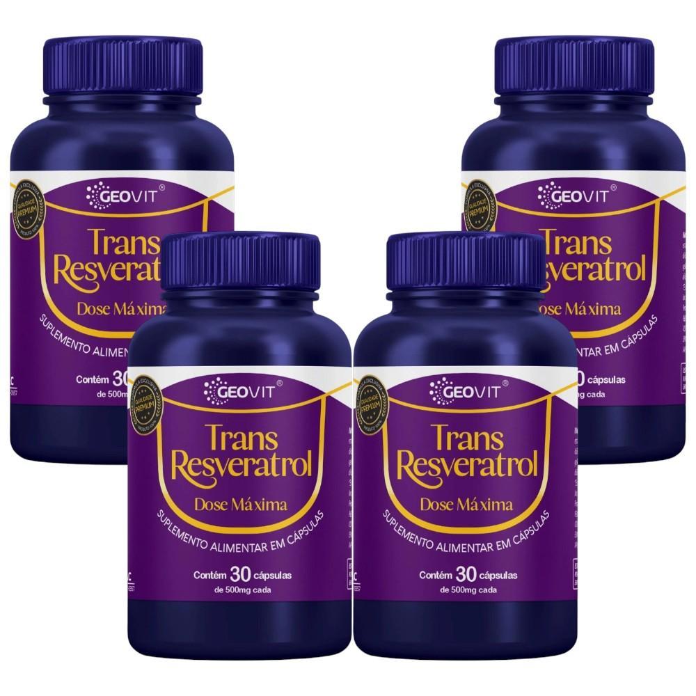 Kit Trans Resveratrol GeoVit Com 4 Potes De 30 Cápsulas Cada