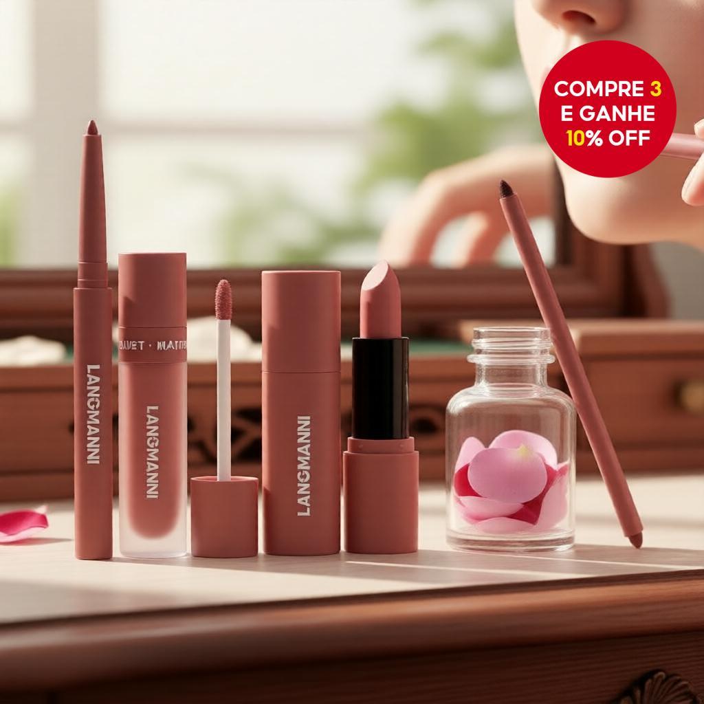 Novo Conjunto de Lábios de Natal com Seis Cores - Lápis de Lábios, Batom Líquido & Bálsamo Labial, Atende a Todos os