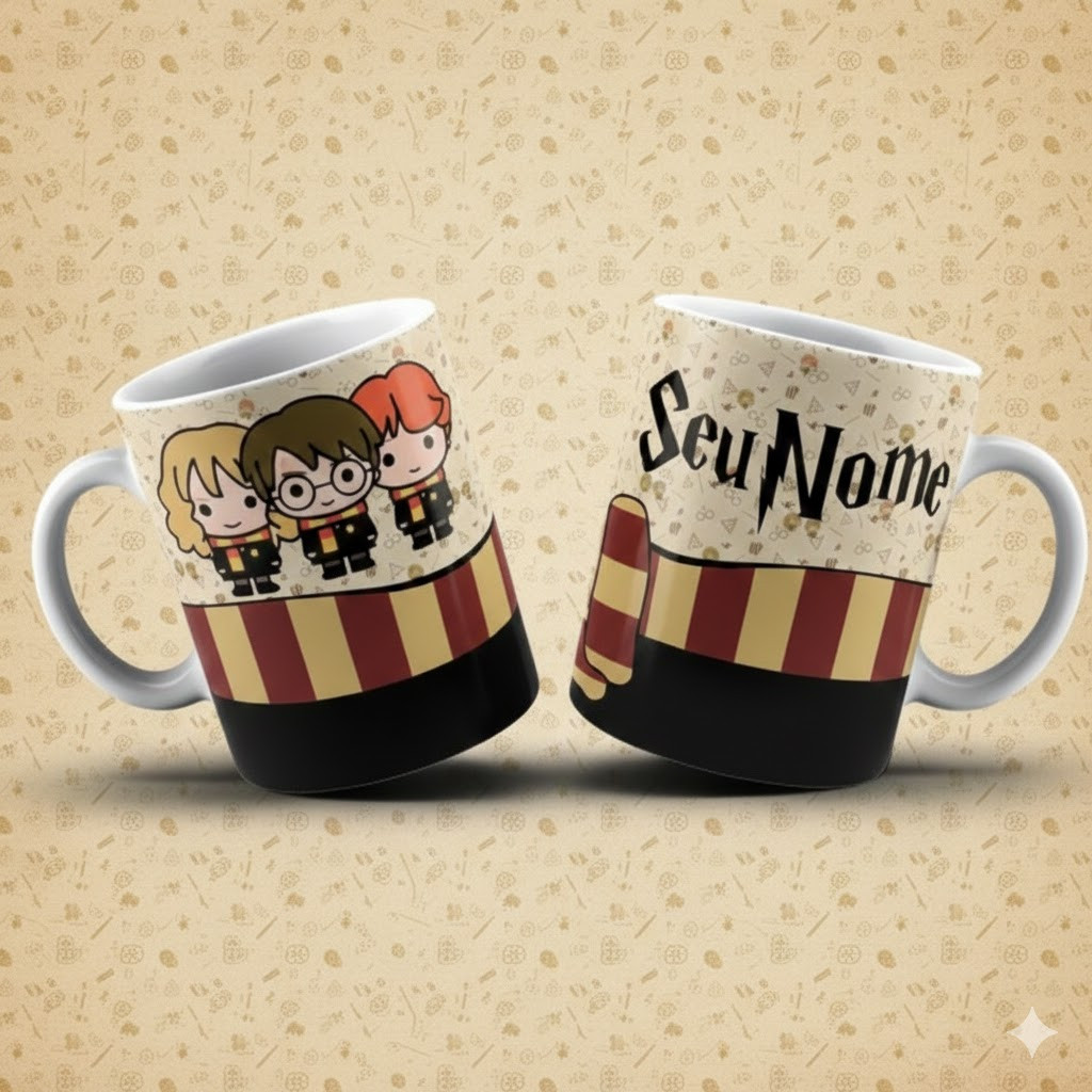 Caneca Personalizada Harry Potter COM SEU NOME Porcelana Ultra Brilho