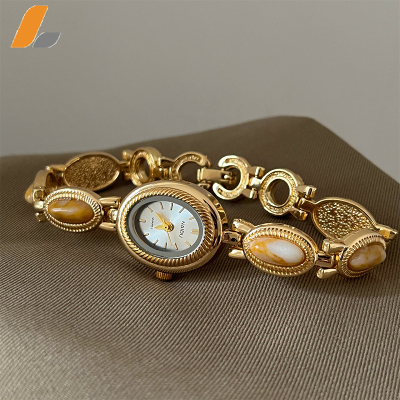 Relógio de Pulso Vintage de Luxo Leve Relógio Elegante Relógio Retro Pequeno Relógio de Ouro Relógio Feminino