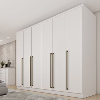 Guarda Roupa Casal 6 Portas 8 Gavetas 270cm Portugal Espresso Móveis   Neve em Oferta na Shopee