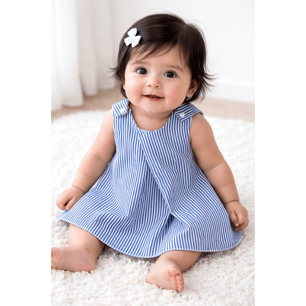 Vestido Bebê RN ao G em Tricoline | Vestido Infantil Feminino Confortável | Roupa de Bebê Menina 0 a 12 Meses | Várias E