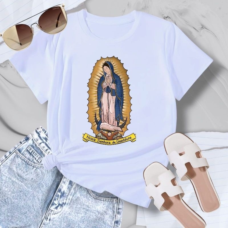 t-shirt Baby Look feminina Nossa senhora Guadalupe, Religiosa, Nossa senhora, Malha premium