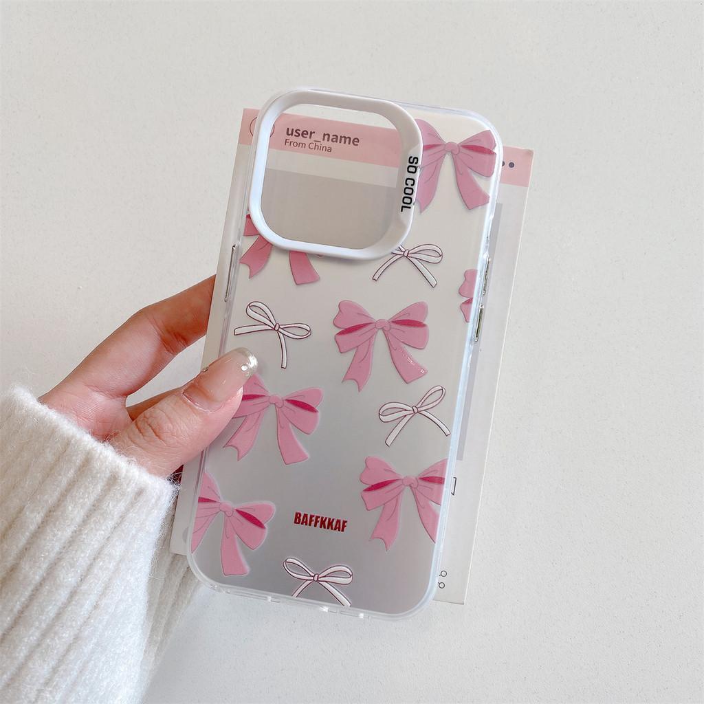 Capa de Laço rosa gatinho para iPhone XR 17 16 15 14 13 12 11 PRO MAX XS 7 8+ Capa TPU choque