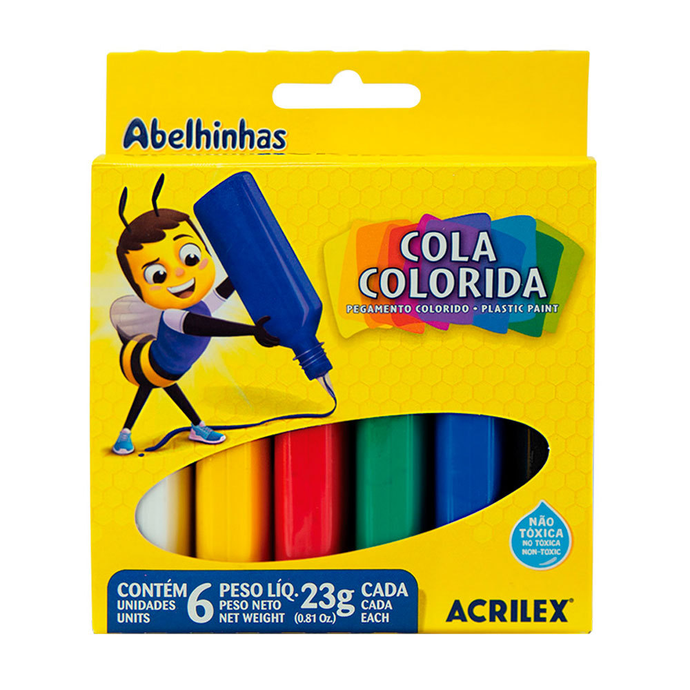 Tinta plástica Plastic Paint 6 cores 20ml 03206 Acrilex em Oferta na Shopee