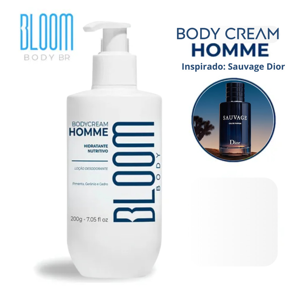 Body Cream Homme Bloom 200g Cedro Gerânio E Pimenta