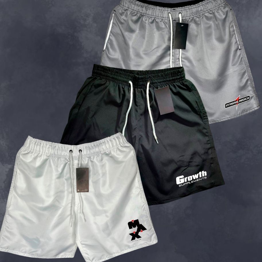3 Shorts Tactel Bermuda Masculina Mauricinho Kit MIX Tactel Academia Corrida CrossFit Intenso Tecido Leve