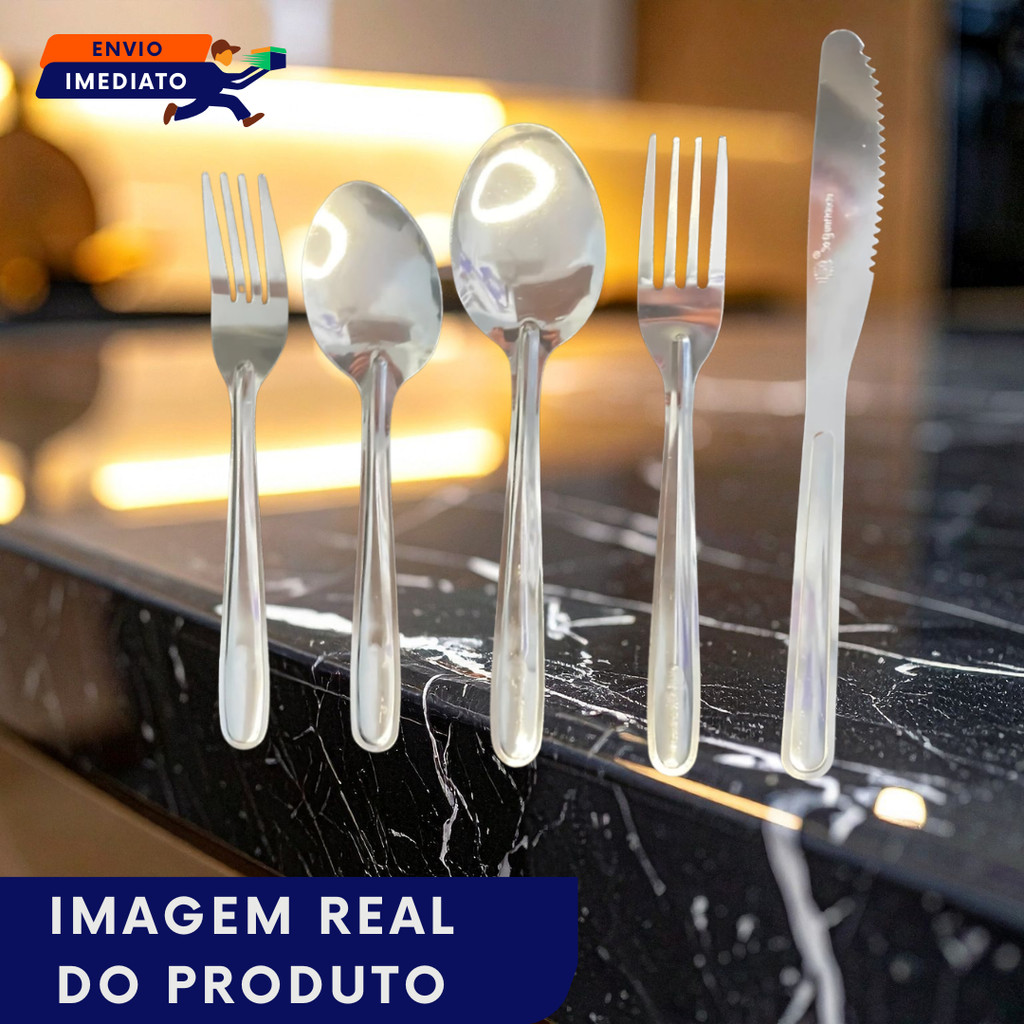Jogo Talheres Inox 12, 24 ou 36 pçs Conjunto Inox Garfo Faca Colher Colher Sobremesa Faqueiro Cozinha Restaurante Buffet — imagem 2 de 2