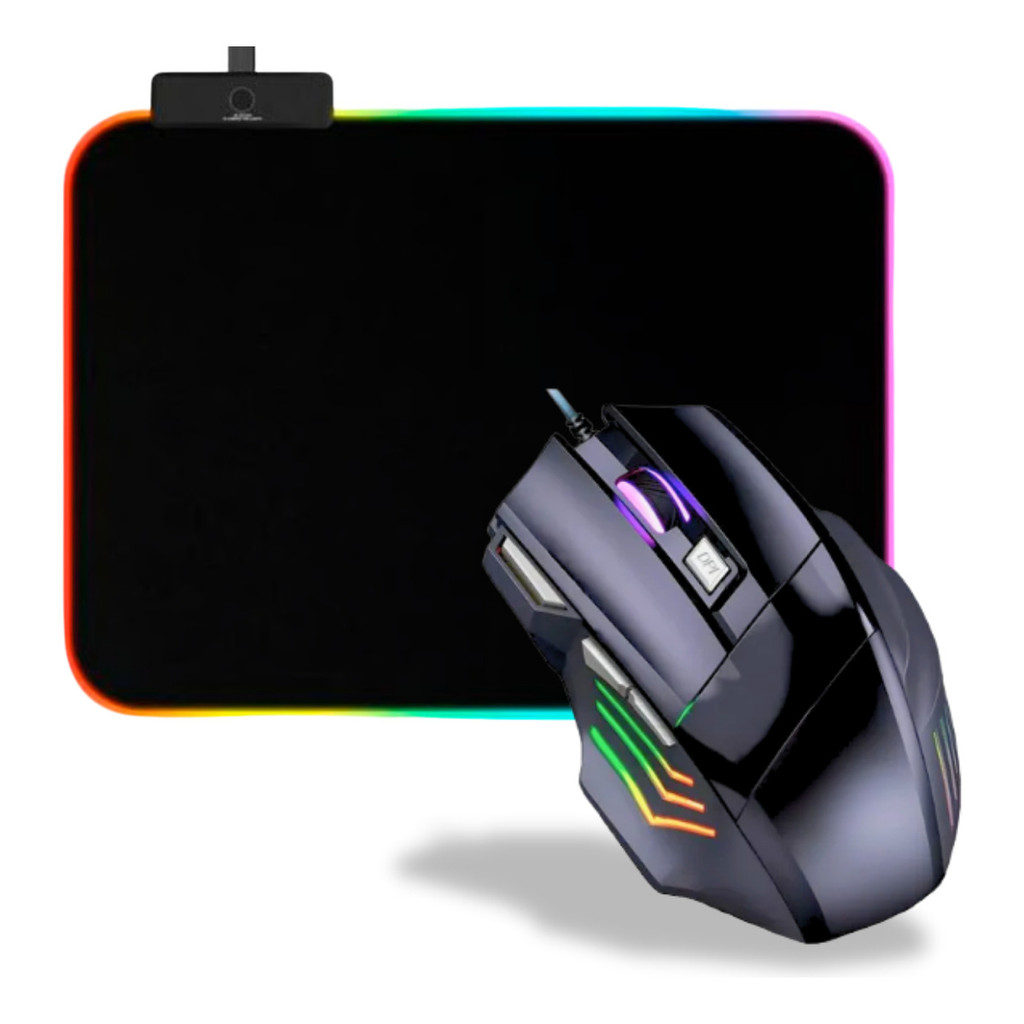 Kit Mouse Gamer Para Jogo 3.200 Dpi Óptico Com Luzes Led Rgb