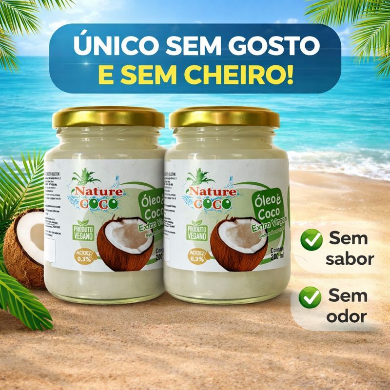 Óleo de Coco Extra Virgem 200ml sem glúten Natural Alimentar, Pele e Cabelo multiuso kit 2 e 4 unidades em Oferta na Shopee