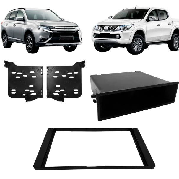 Moldura Painel 1din 2din Outlander L200 Triton Black Piano J