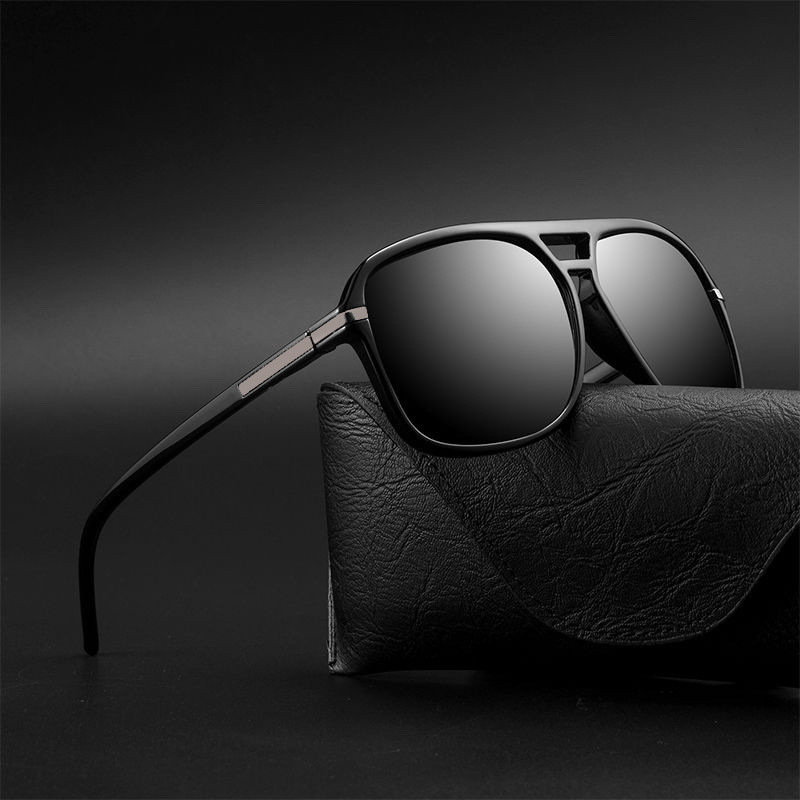 Óculos de sol moda óculos de sol masculino condução óculos polarizados quadro preto óculos de pesca quadro A523 Anti-UV4