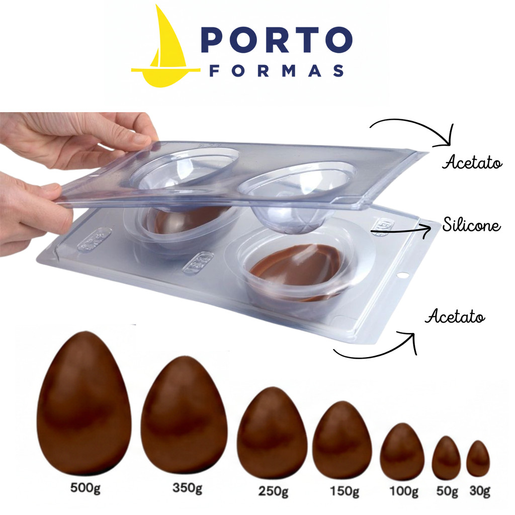 Forma Especial Acetato com Silicone Ovo Liso Porto Formas, Ovo de Páscoa, Ovo de Colher em Oferta na Shopee