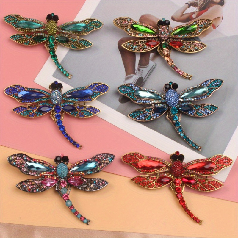 Novo Luxo Criativo Inseto Libélula Broche Personalidade Liga Strass-Diamante Pino Com Todos Os Acessórios De Roupas