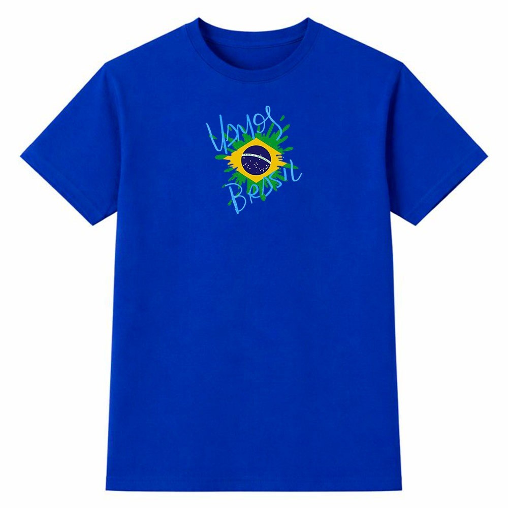 Camiseta Feminina 100% Algodão Camisa Vamos Brasil Copa do Mundo Torcida Futebol Casual Diario