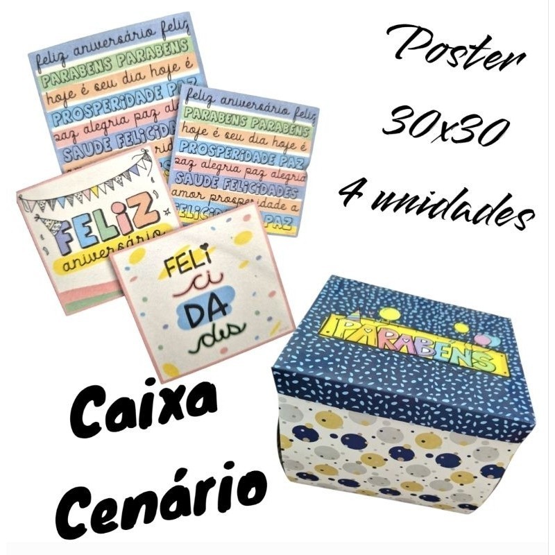 1 caixa cenario e 1 jogo de poster 30x30 em Oferta na Shopee