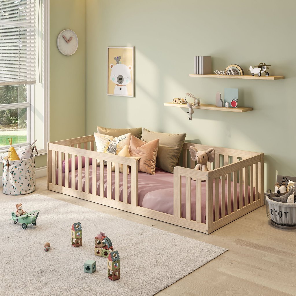 Cama Montessoriana Solteiro com Grade Giulia Casatema MadeiraOriginals Natural/Bege em Oferta na Shopee